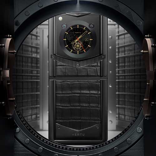 VERTU IRONFLIP玄铁黑鳄鱼皮AI小折叠手机